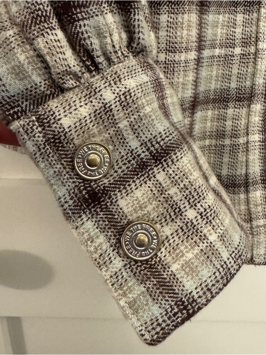 FREE PEOPLE WE THE FREE ASHLEY PLAID SHIRT IVORY COMBO KRISTA Medium - Picture 5 of 10